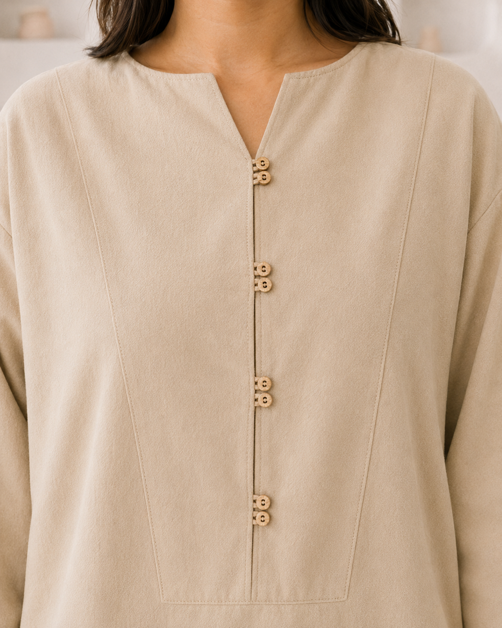 Back view of the ivory beige Irish linen shirt