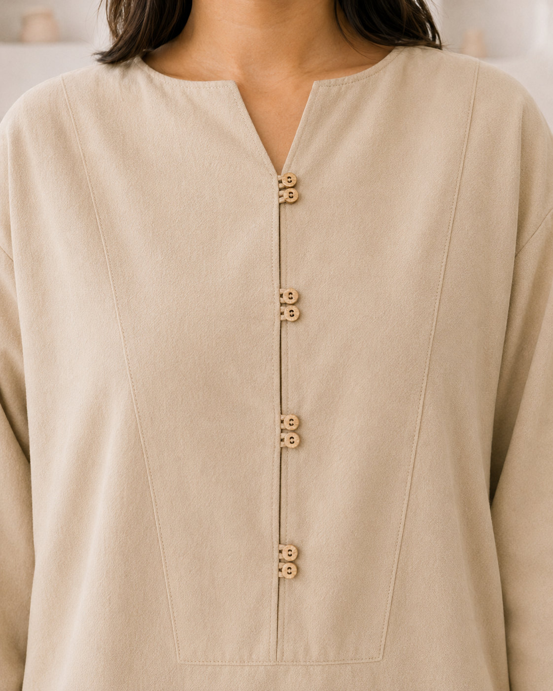 Back view of the ivory beige Irish linen shirt